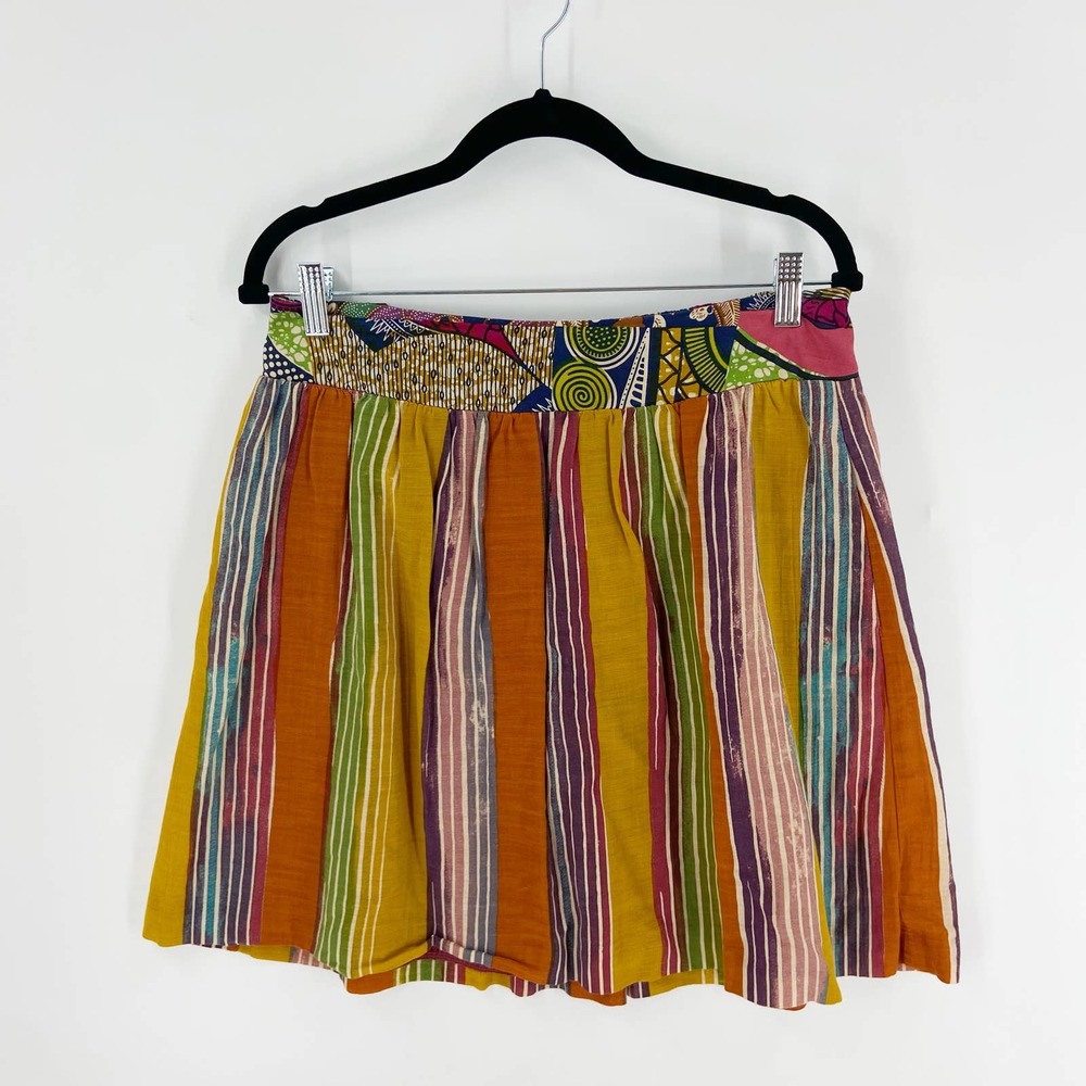 Anthropologie Multicolor Striped Mini Skirt - Mustard, Orange, Green, Purple